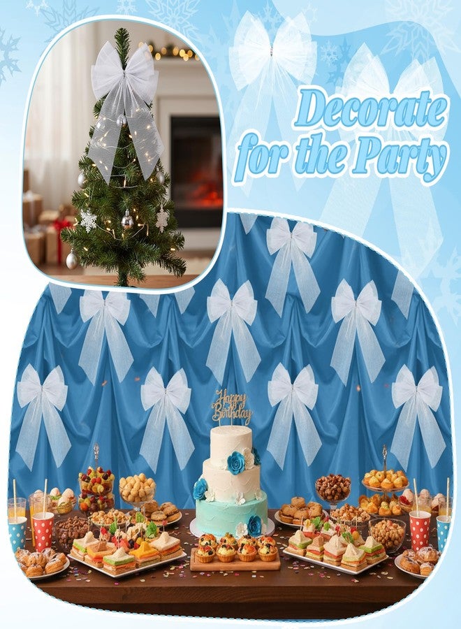Knitgrip 36 Pcs Christmas Tulle Bows 6x10 Inch Double Layer Handmade Mesh Xmas Tree Bow for Treat Bags Wreath Basket Gift Wrapping Wedding Birthday Valentine's Day Party Decor (White) - Image 5